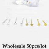 50pcs 925 Sterling Silver Tiny Star Nose Stud Pin Nez Piercing