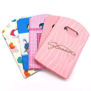 50pcs 9x15cm Plastic Gift Bags Handle Pouches for Christmas Wedding