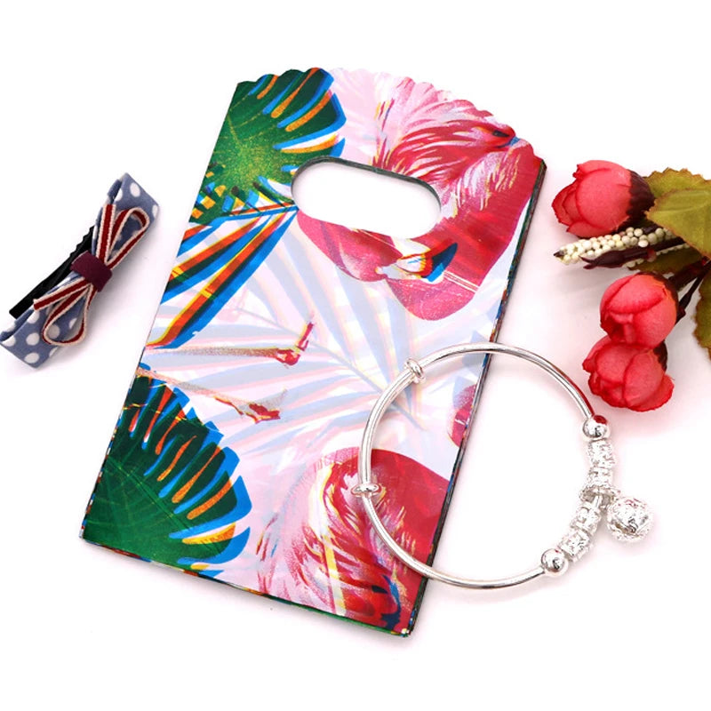 50pcs 9x15cm Plastic Gift Bags Handle Pouches for Christmas Wedding