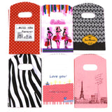 50pcs 9x15cm Plastic Gift Bags Handle Pouches for Christmas Wedding