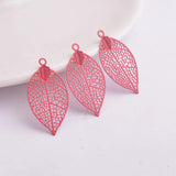 50pcs Brass Leaves Charms Filigree Leaf Earrings Pendants