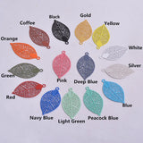 50pcs Brass Leaves Charms Filigree Leaf Earrings Pendants