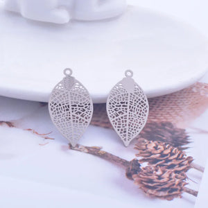 50pcs Brass Leaves Charms Filigree Leaf Earrings Pendants
