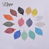 50pcs Brass Leaves Charms Filigree Leaf Earrings Pendants