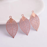 50pcs Brass Leaves Charms Filigree Leaf Earrings Pendants