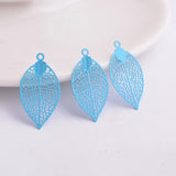 50pcs Brass Leaves Charms Filigree Leaf Earrings Pendants