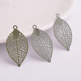 50pcs Brass Leaves Charms Filigree Leaf Earrings Pendants