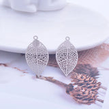 50pcs Brass Leaves Charms Filigree Leaf Earrings Pendants