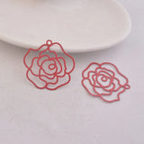 50pcs Big Flower Charms Rose Brass Findings Stamping Pendants