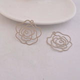 50pcs Big Flower Charms Rose Brass Findings Stamping Pendants