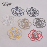 50pcs Big Flower Charms Rose Brass Findings Stamping Pendants