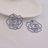 50pcs Big Flower Charms Rose Brass Findings Stamping Pendants