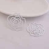 50pcs Big Flower Charms Rose Brass Findings Stamping Pendants