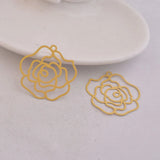 50pcs Big Flower Charms Rose Brass Findings Stamping Pendants