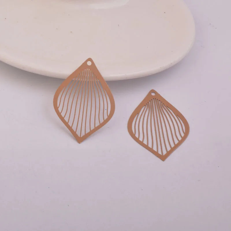 50pcs Metal Jewelry Charm Brass Filigree Pendant DIY Earring Making 28*38mm