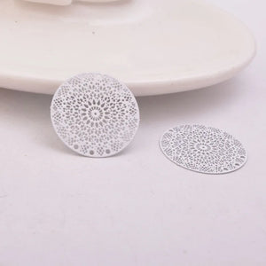 50pcs AB5266 24mm Round Charms Four Hole Print Pendant for DIY Jewelry Making