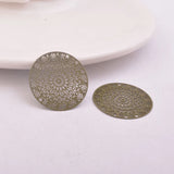 50pcs AB5266 24mm Round Charms Four Hole Print Pendant for DIY Jewelry Making