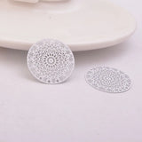 50pcs AB5266 24mm Round Charms Four Hole Print Pendant for DIY Jewelry Making