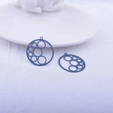 50pcs AB6030 25mm Round Brass Leaves Charms Pendant DIY Jewelry Earring Making