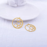 50pcs AB6030 25mm Round Brass Leaves Charms Pendant DIY Jewelry Earring Making