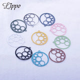 50pcs AB6030 25mm Round Brass Leaves Charms Pendant DIY Jewelry Earring Making