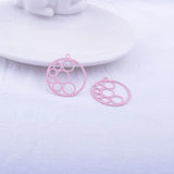 50pcs AB6030 25mm Round Brass Leaves Charms Pendant DIY Jewelry Earring Making