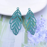 50pcs Filigree Silver Green Leaves Charm Pendant for Earring Findings