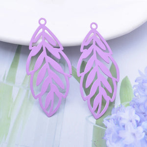 50pcs Filigree Silver Green Leaves Charm Pendant for Earring Findings