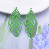 50pcs Filigree Silver Green Leaves Charm Pendant for Earring Findings