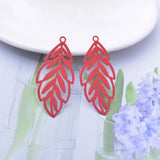 50pcs Filigree Silver Green Leaves Charm Pendant for Earring Findings