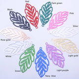 50pcs Filigree Silver Green Leaves Charm Pendant for Earring Findings