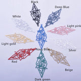 50pcs Brass Painted Pink Red Rhombus Flower Charms 44*16mm AB6497