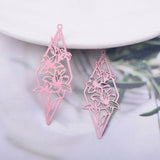 50pcs Brass Painted Pink Red Rhombus Flower Charms 44*16mm AB6497