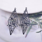 50pcs Brass Painted Pink Red Rhombus Flower Charms 44*16mm AB6497