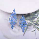50pcs Brass Painted Pink Red Rhombus Flower Charms 44*16mm AB6497