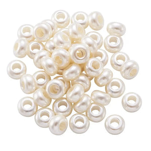 50pcs ABS Pearl Acrylic Rondelle European Beads 12x7mm Hole 5mm