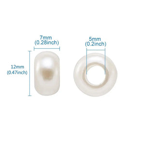 50pcs ABS Pearl Acrylic Rondelle European Beads 12x7mm Hole 5mm