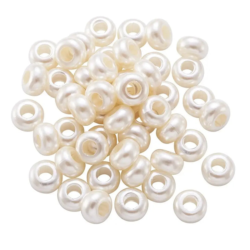 50pcs ABS Pearl Acrylic Rondelle European Beads 12x7mm Hole 5mm