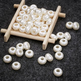50pcs ABS Pearl Acrylic Rondelle European Beads 12x7mm Hole 5mm