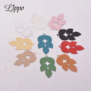 50pcs Leaf Charms Earring Pendant 19*30mm Leaves Findings Woman Bijoux