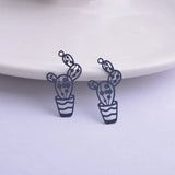 50pcs Filigree Cactus Charms Brass Plant Pendant DIY Earring