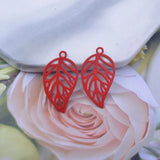 50pcs Brass Leaf Charms 21*12mm Women's Earring Findings