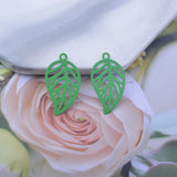 50pcs Brass Leaf Charms 21*12mm Women's Earring Findings