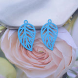 50pcs Brass Leaf Charms 21*12mm Women's Earring Findings