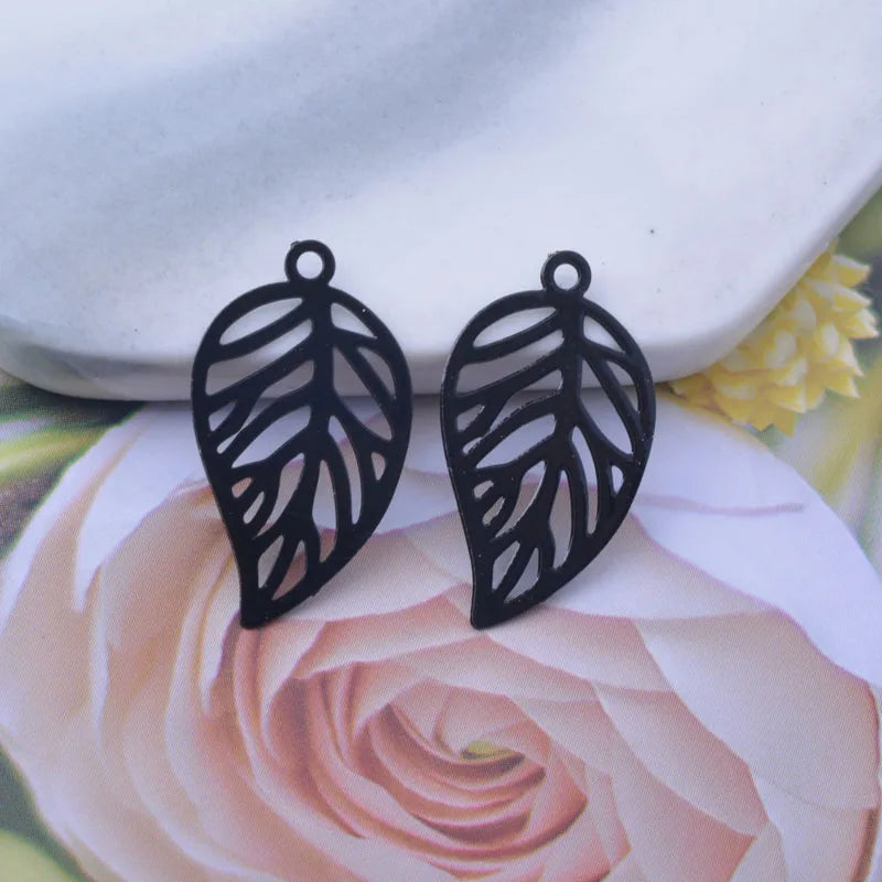 50pcs Brass Leaf Charms 21*12mm Women's Earring Findings