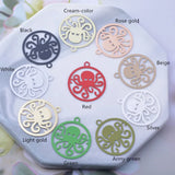 50pcs Octopus Charms Green Brass Paint Rose Pendant DIY Jewelry Findings
