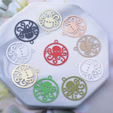 50pcs Octopus Charms Green Brass Paint Rose Pendant DIY Jewelry Findings