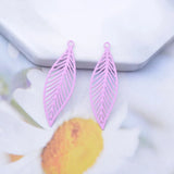 50pcs Brass Long Leaf Charms 10x32mm DIY Earring Findings