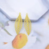 50pcs Brass Long Leaf Charms 10x32mm DIY Earring Findings