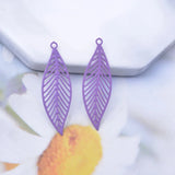 50pcs Brass Long Leaf Charms 10x32mm DIY Earring Findings